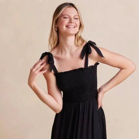 Summersalt | NWT The Silky Luxe Smocked Maxi Dress in Black Size XS - Picture 9 of 10